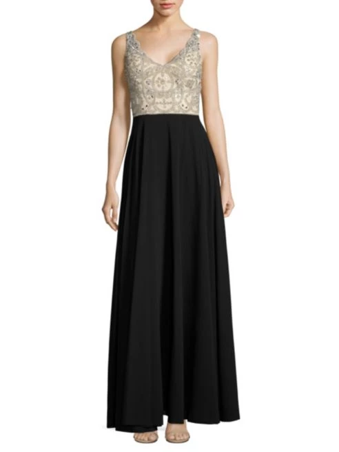 BHLDN Aidan Mattox Regina Gown - Champagne & Black 12 BHLDN Aidan Mattox Regina Gown - Champagne & Black - Image 10