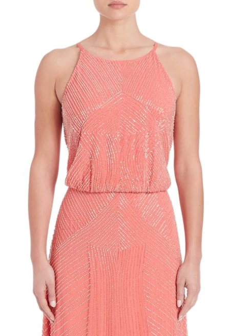 Aidan Mattox Beaded Blouson Gown - Sherbert - Image 3
