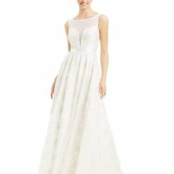 Adrianna Papell Sleeveless Illusion Sequin-lace Wedding Gown