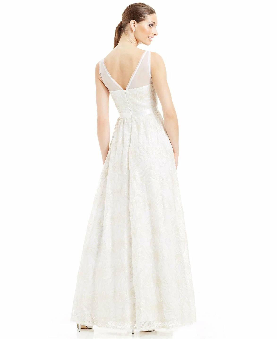 Adrianna Papell Sleeveless Illusion Sequin-lace Wedding Gown - Image 2