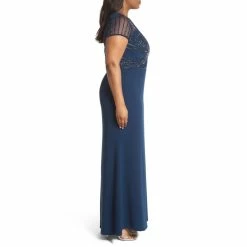 Adriana Papell Adrianna Papell Beaded Short Sleeve Trumpet Dress - Deep Blue 13 Adriana Papell Adrianna Papell Beaded Short Sleeve Trumpet Dress - Deep Blue -Adina's Brida store kyaPlMkL 2