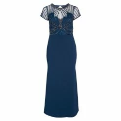Adriana Papell Adrianna Papell Beaded Short Sleeve Trumpet Dress - Deep Blue 16 Adriana Papell Adrianna Papell Beaded Short Sleeve Trumpet Dress - Deep Blue -Adina's Brida store kyaPlMkL 5