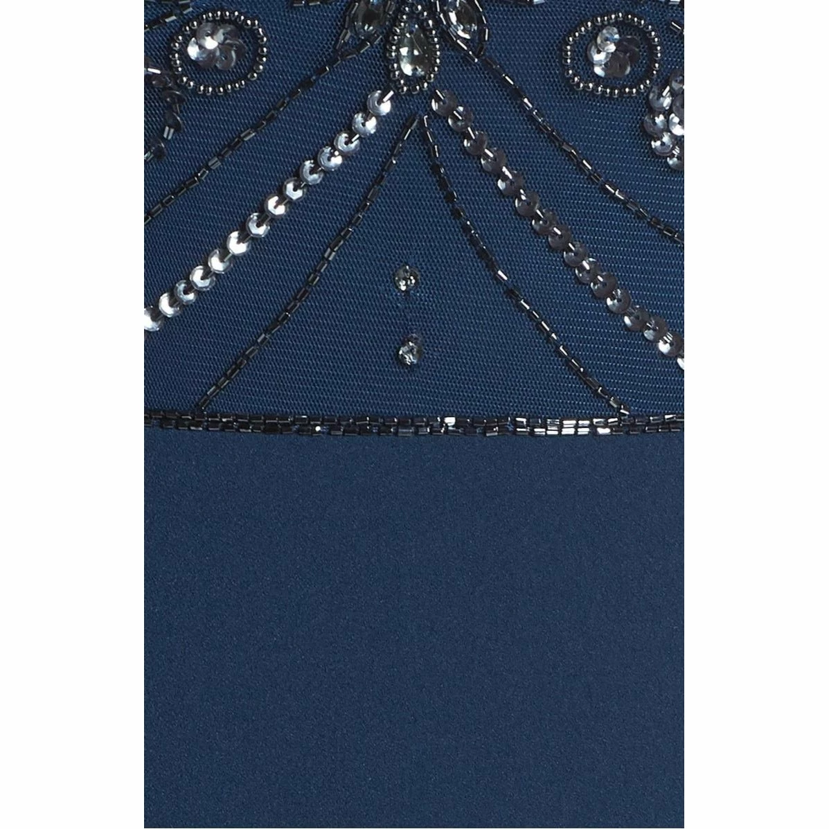 Adriana Papell Adrianna Papell Beaded Short Sleeve Trumpet Dress - Deep Blue 11 Adriana Papell Adrianna Papell Beaded Short Sleeve Trumpet Dress - Deep Blue - Image 9
