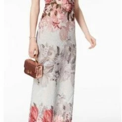 Adrianna Papell Floral Metalasse Sheath Dress - Ice Blue Multi