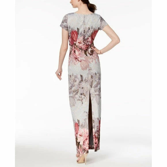 Adrianna Papell Floral Metalasse Sheath Dress - Ice Blue Multi 4 Adrianna Papell Floral Metalasse Sheath Dress - Ice Blue Multi - Image 2
