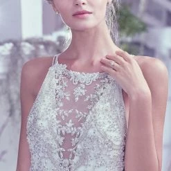 Maggie Sottero - Lisette Sample Gown -Adina's Brida store maggie sottero bridal fall 2016 sleeveless beaded straps illusion deep vneck ball gown wedding dress lisette zfv