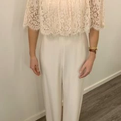 BHLDN Theia Mila Jumpsuit - Blush -Adina's Brida store theia ballet slipper crepe lace mila jumpsuit 910168 feminine bridesmaidmob dress size 6 s 2 0 960 960